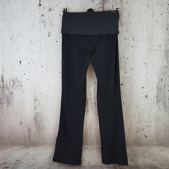 Adidas Foldover Waist Black & Gray Yoga Pants - Picture 2 of 5